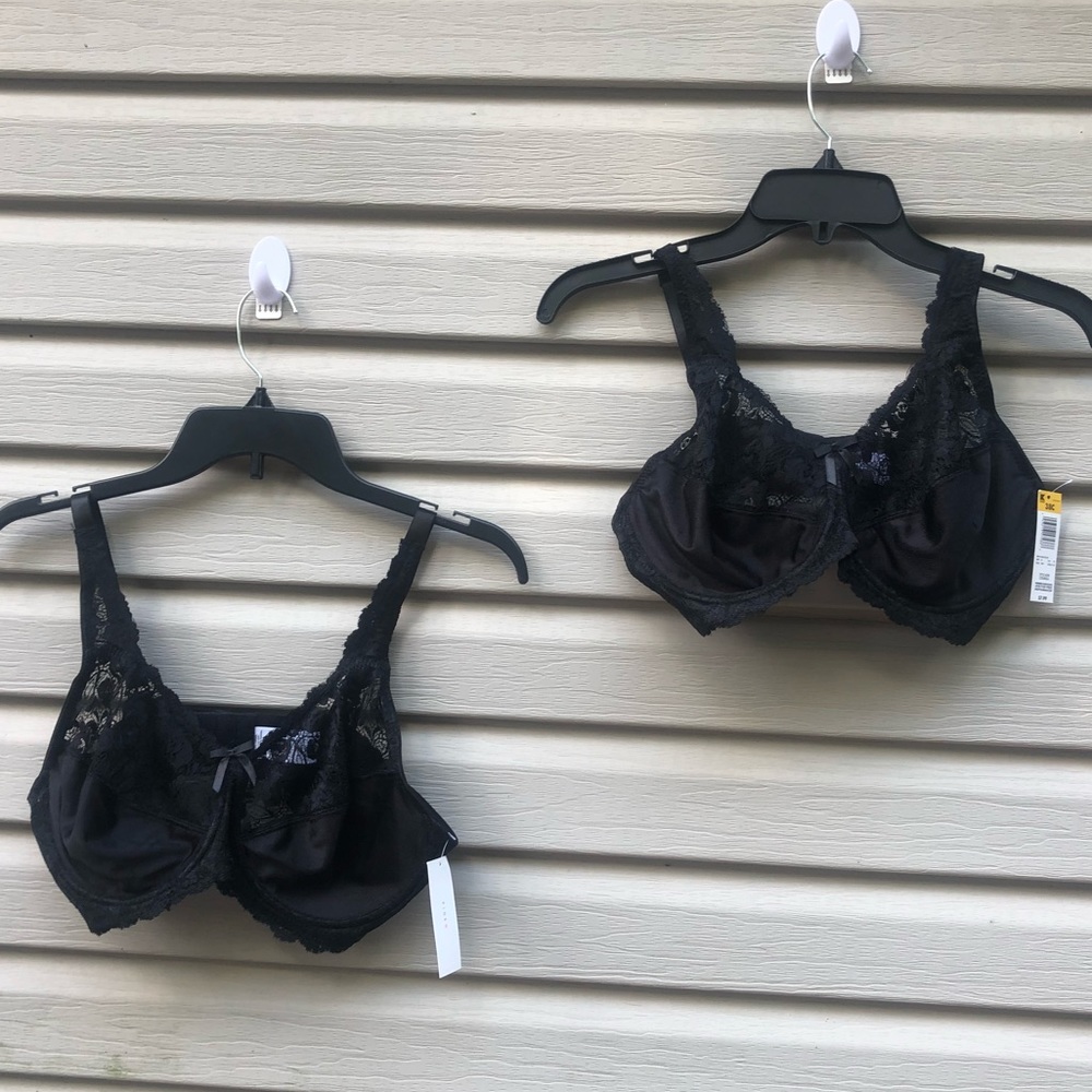 2 NWT Black lace bras from Kmart 38C
